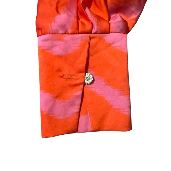 Les Jumelles Antwerp Toby Vibrant Red Zigzag Long Sleeve Dress Size T2/Medium - Picture 6 of 8